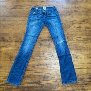 True Religion Women's Straight Leg Blue Jeans